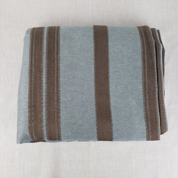 Restoration Hardware Blue Brown Stripe Cotton Linen Lined 1 Panel Drape 51 x 84 - Picture 2 of 5